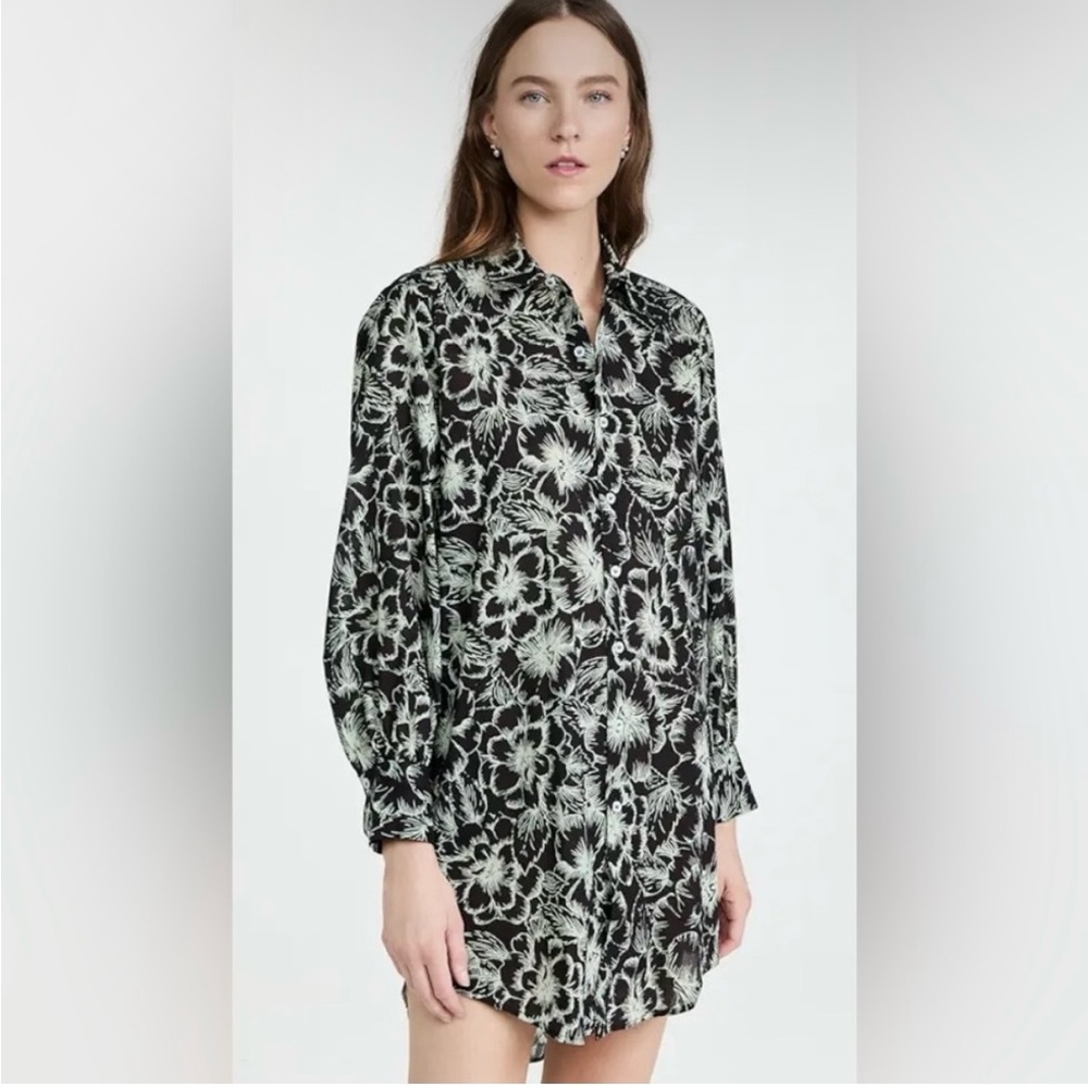Floral Black and green shirt Dress